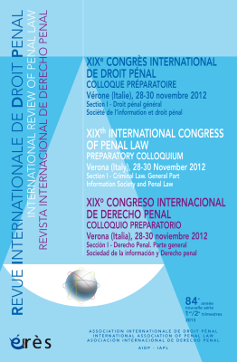 Couverture de l'ouvrage : XIXe congrès international de droit pénal (Vérone, Italie, 28-30 novembre 2012)