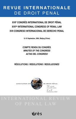 Couverture de l'ouvrage : XVIIe congrès international de droit pénal