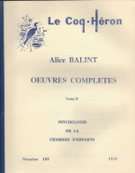 Alice Balint OEuvres complètes - Tome II